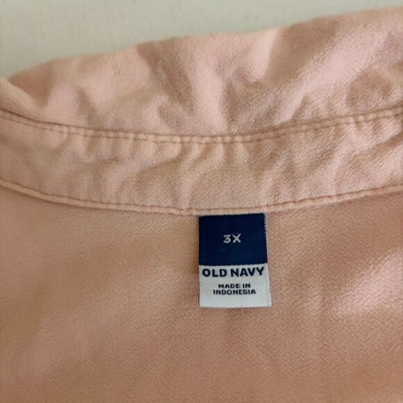 Old Navy Shirt Women's 3X Pink Button Up Collared Preppy Sheer Casual Top - Picture 6 of 8